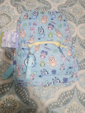 Bluey Blue Character Backpack with Yellow Zipper